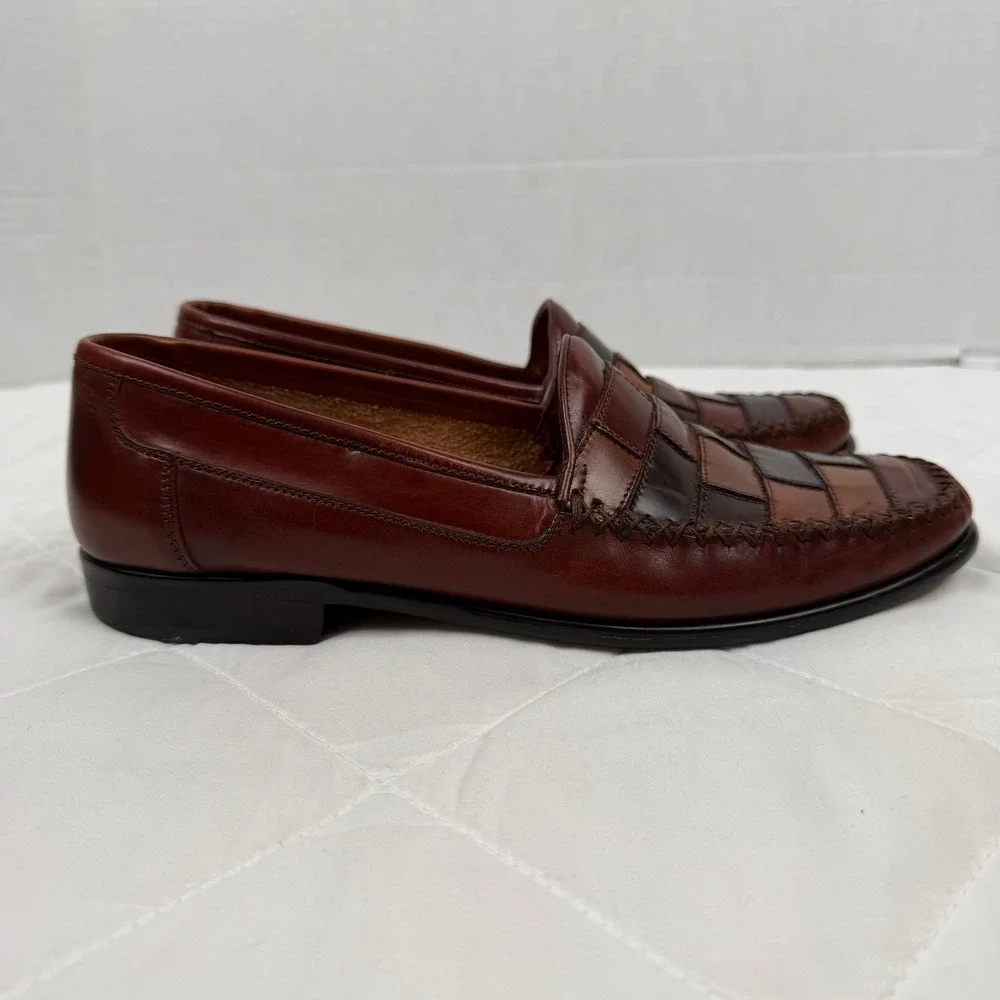 Vintage 90s Giorgio Brutini Men 9.5D Patchwork Leather Loafers Brazil